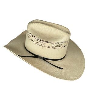 Straw Cowboy Hat tan western cowgirl black band distressed Silverado
